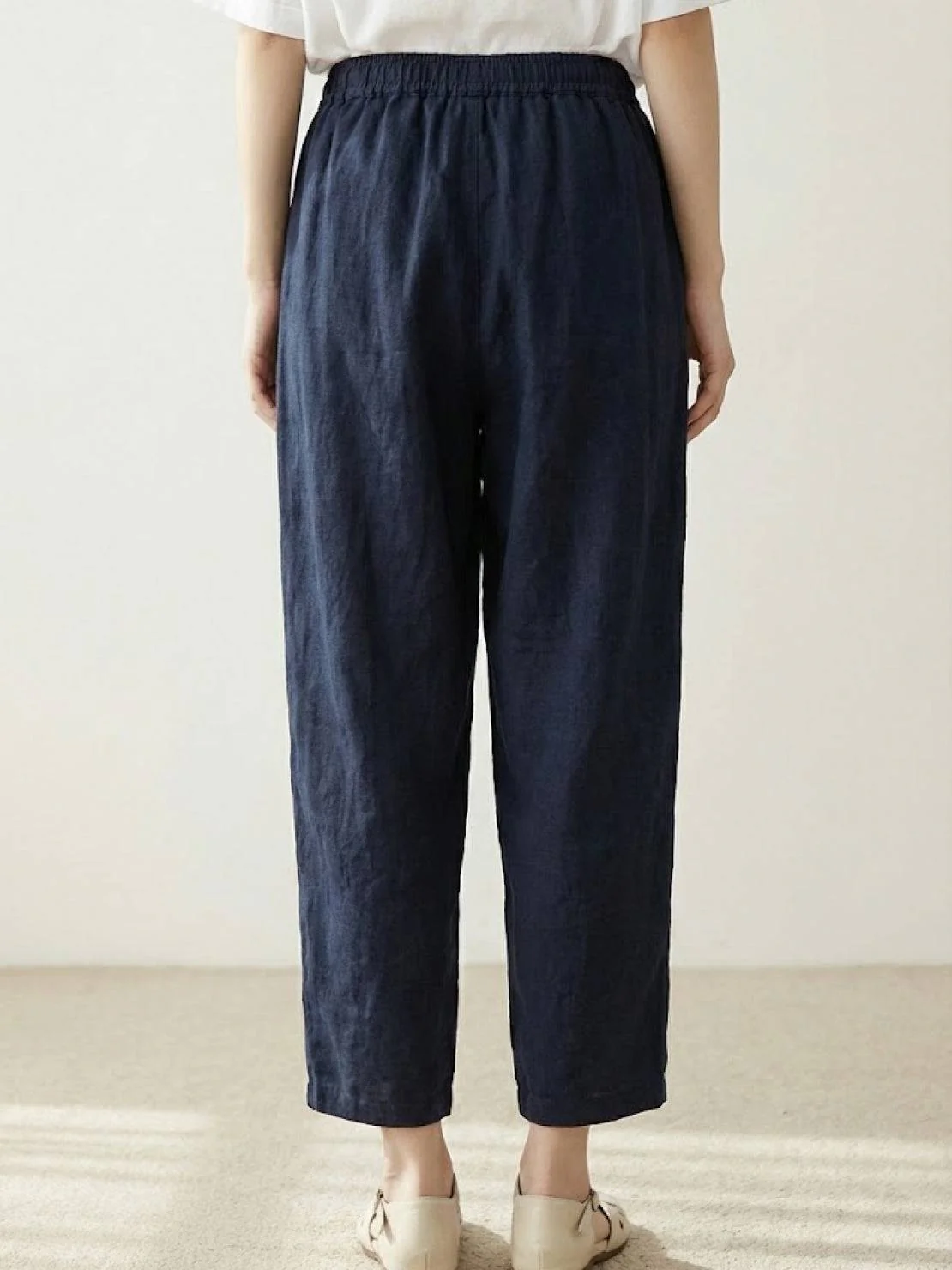 River | Women's Linen Drawstring Pants Relaxed Tapered Fit - Image 17