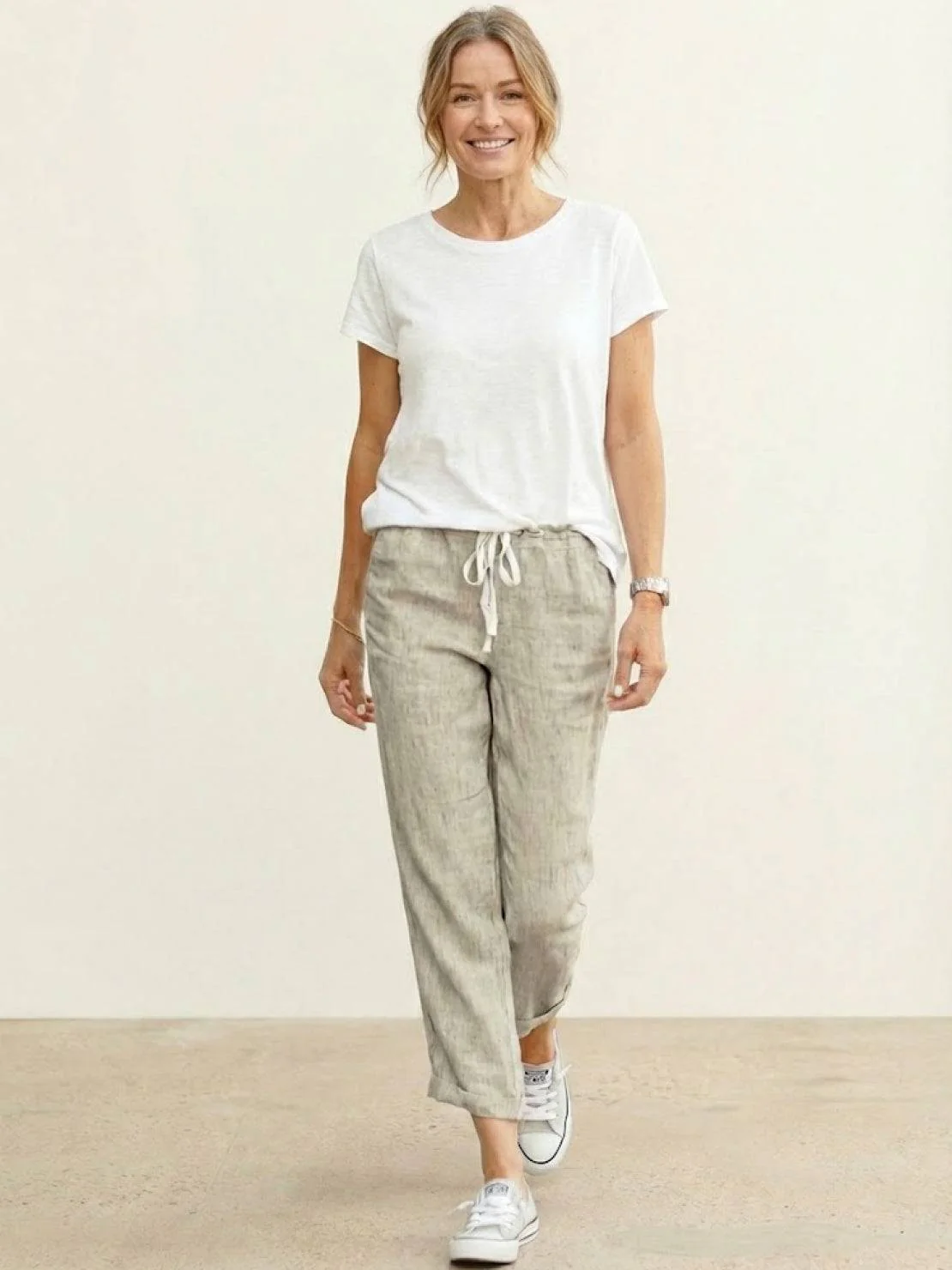 River | Women's Linen Drawstring Pants Relaxed Tapered Fit - Image 4