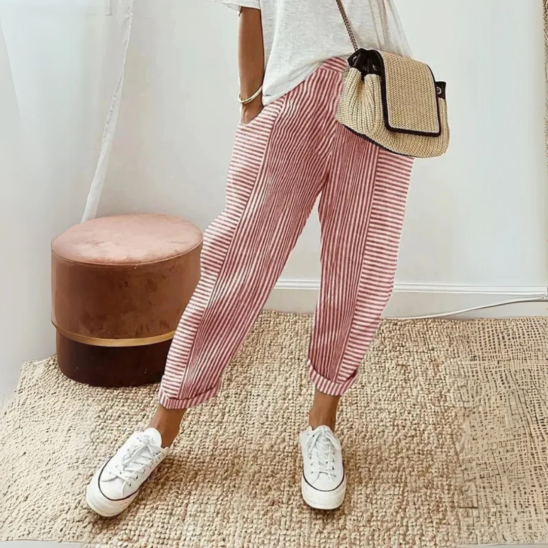 Seraphina | Women's Striped Wide Leg Pants - Image 2