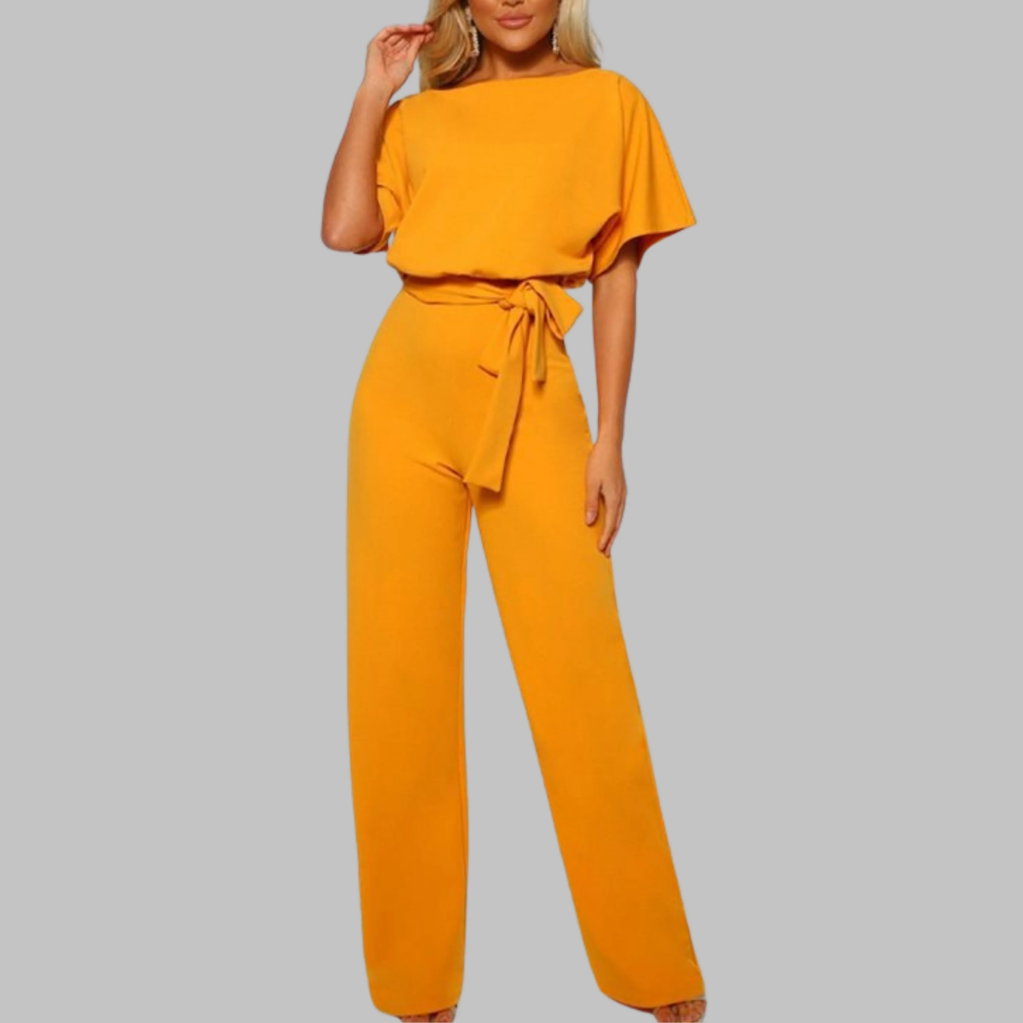 Stella | Women's Batwing Sleeve Tie Waist Wide Leg Jumpsuit - Image 2