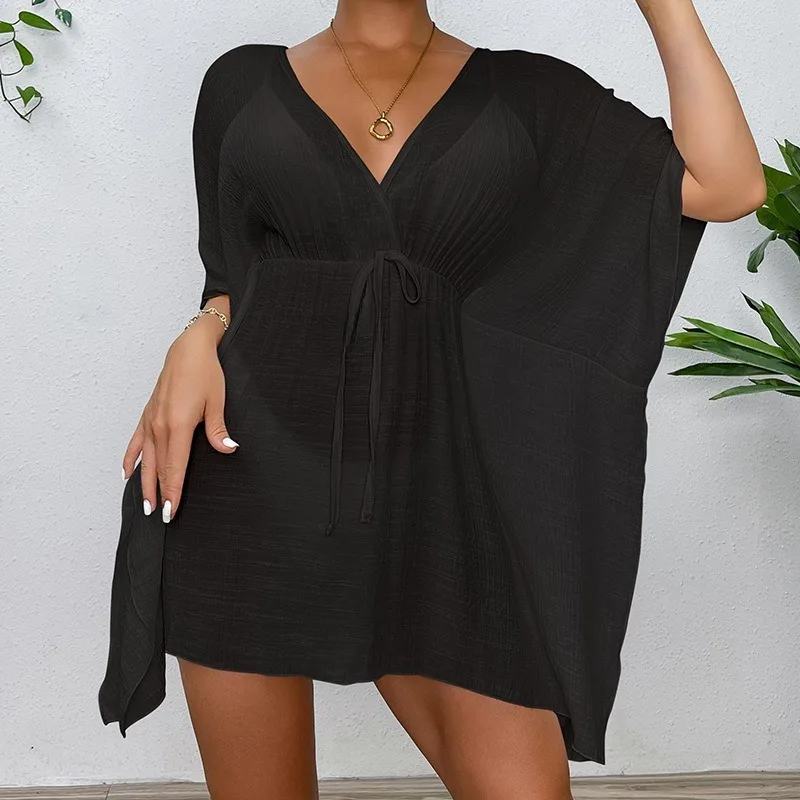 Elona | Summer Beachy Cover Up BIKINI Women Beach Dress Cover-Ups Swimsuit Fashion Loose Solid Beachwear Bathing Suit - Image 4