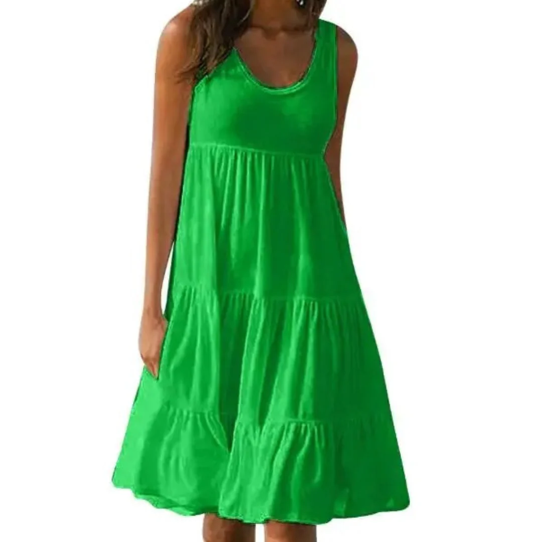 Sunny | Women's Sleeveless Tiered Ruffle Hem Swing Dress - Image 4
