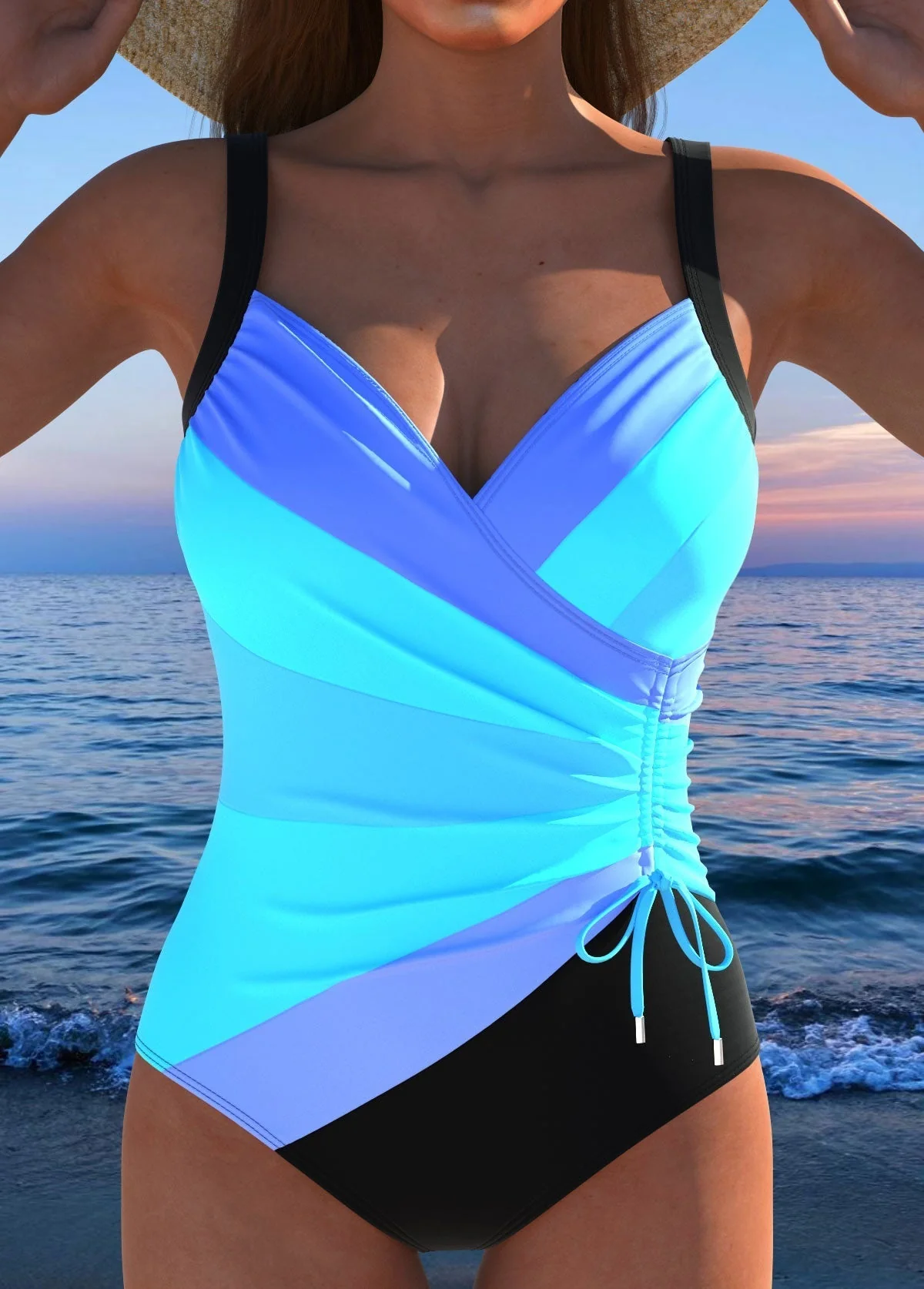 Susan | Luxe Surplice Swimsuit with Colorful Print - Image 3