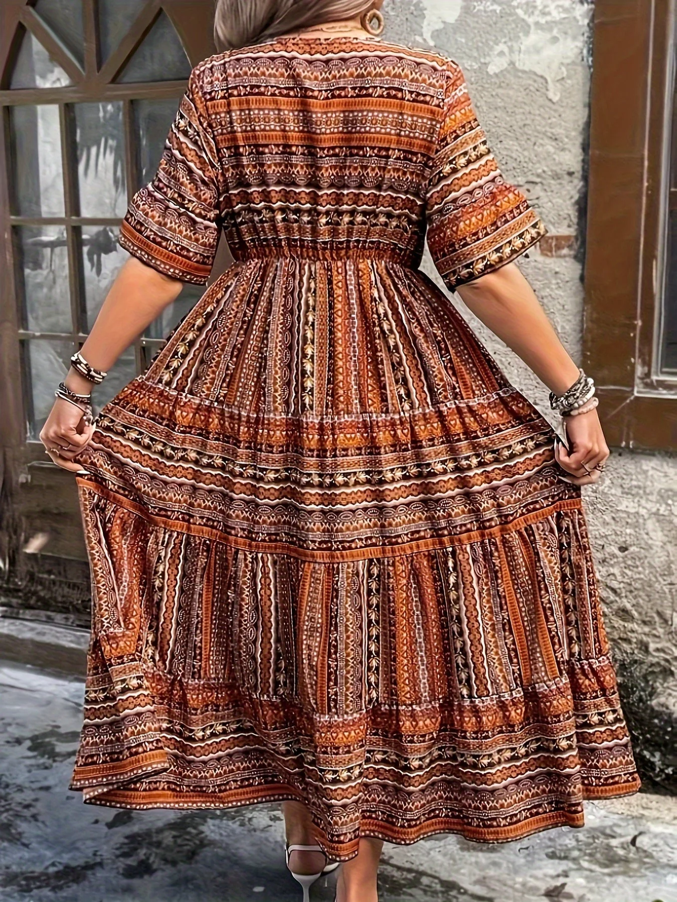Sylpha | Elegant Ethnic Print Bohemian Dress - Image 7