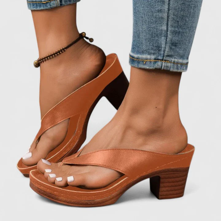 Talia | Women's Block Heel Thong Sandals Ankle Strap - Image 3