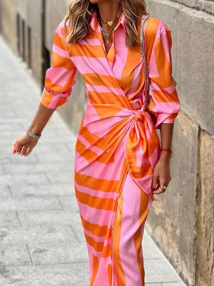 Tanya | Chic Summer Dress Orange Pink - Image 2