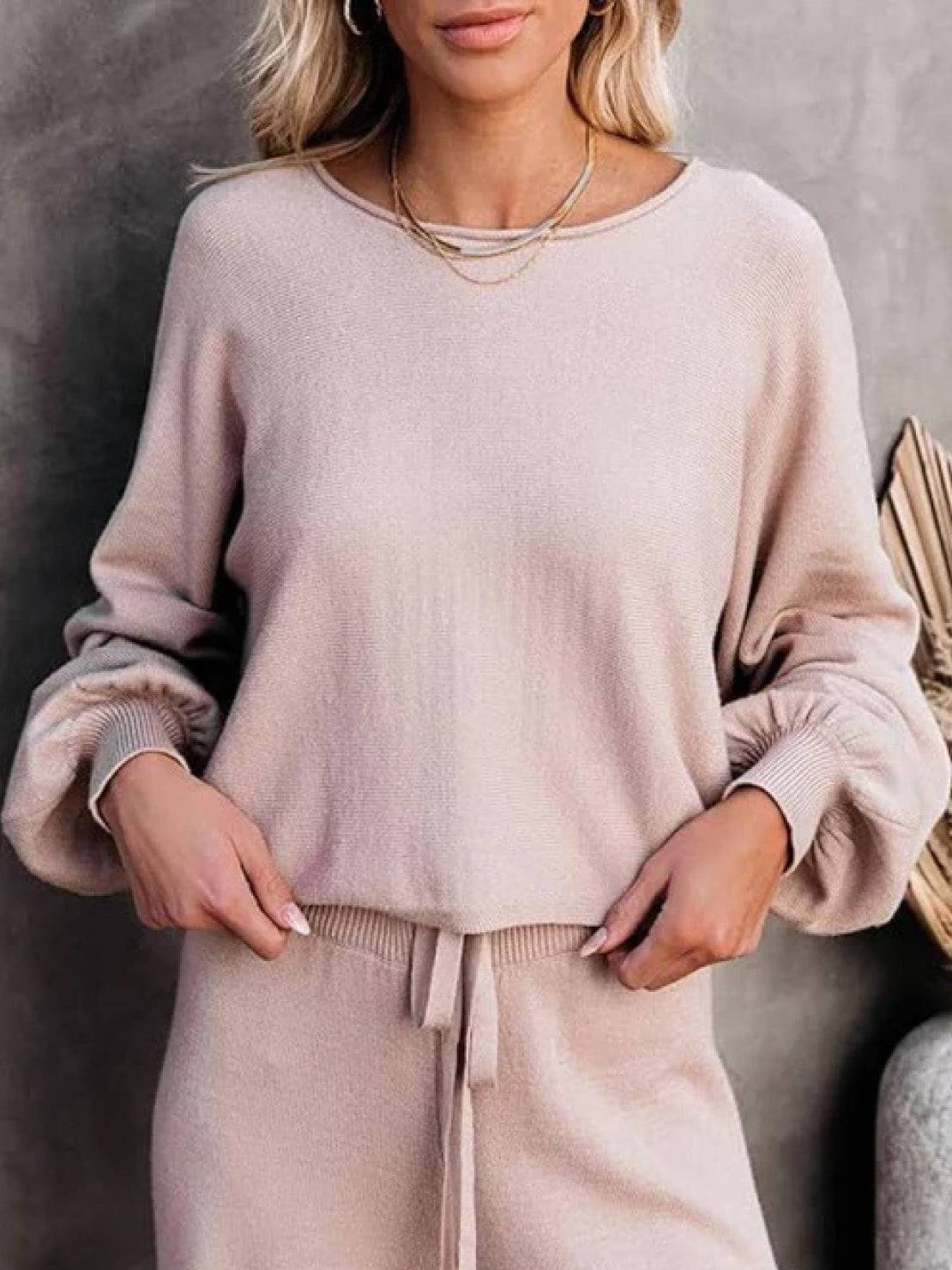Tara | Women's Casual Two-Piece Set Cropped Jumper & Wide Leg Trousers - Image 6