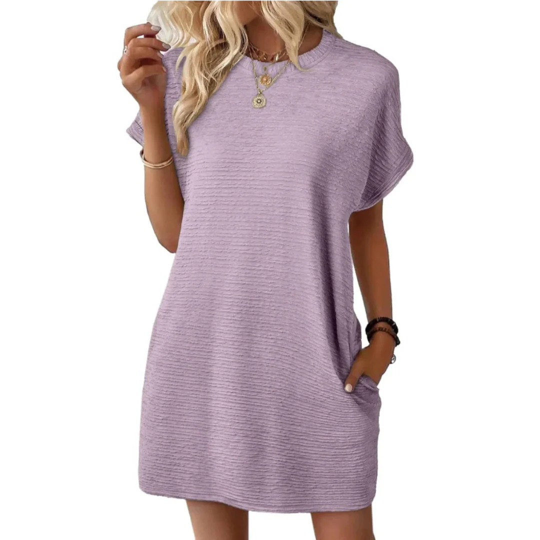 Tara | Women's Oversized T-Shirt Mini Dress Short Sleeve Pockets - Image 7