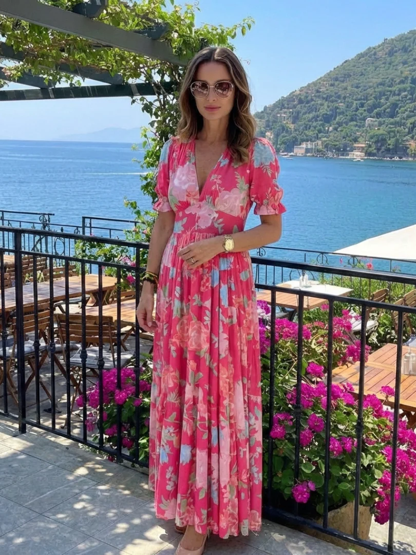 Temperance | Women's Floral V-Neck Maxi Dress - Image 6