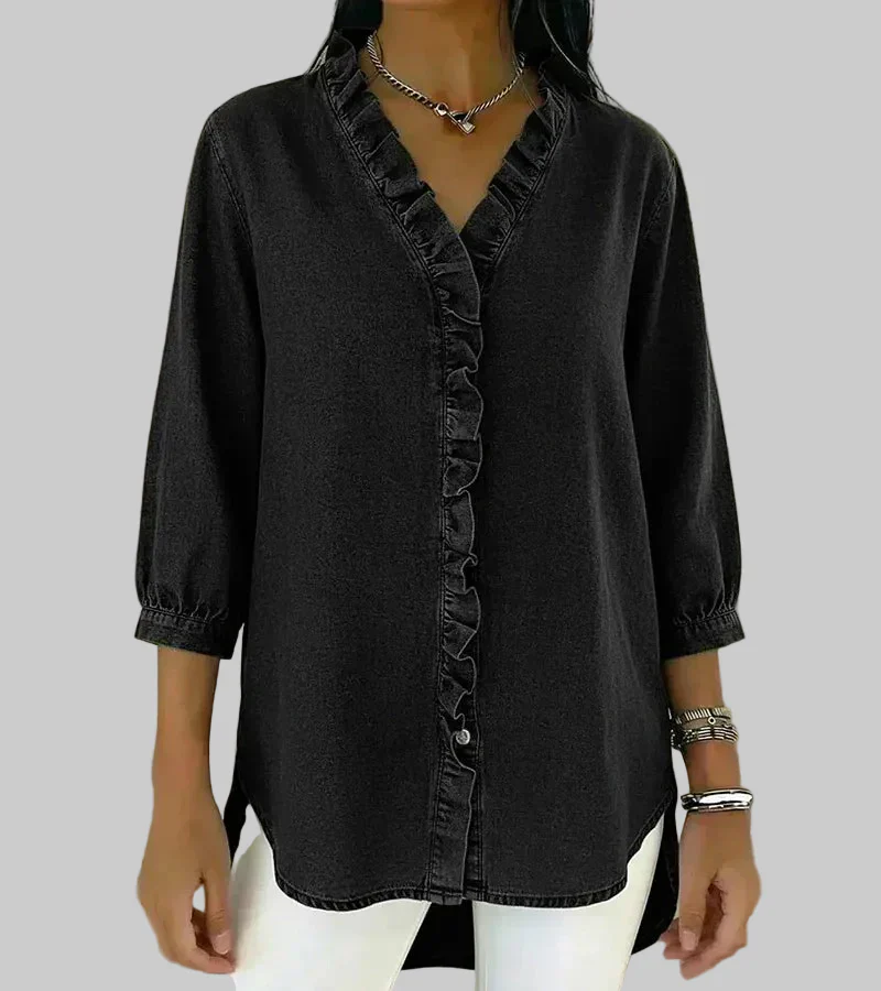 Tessa | Women's V-Neck Ruffle Blouse - Image 5