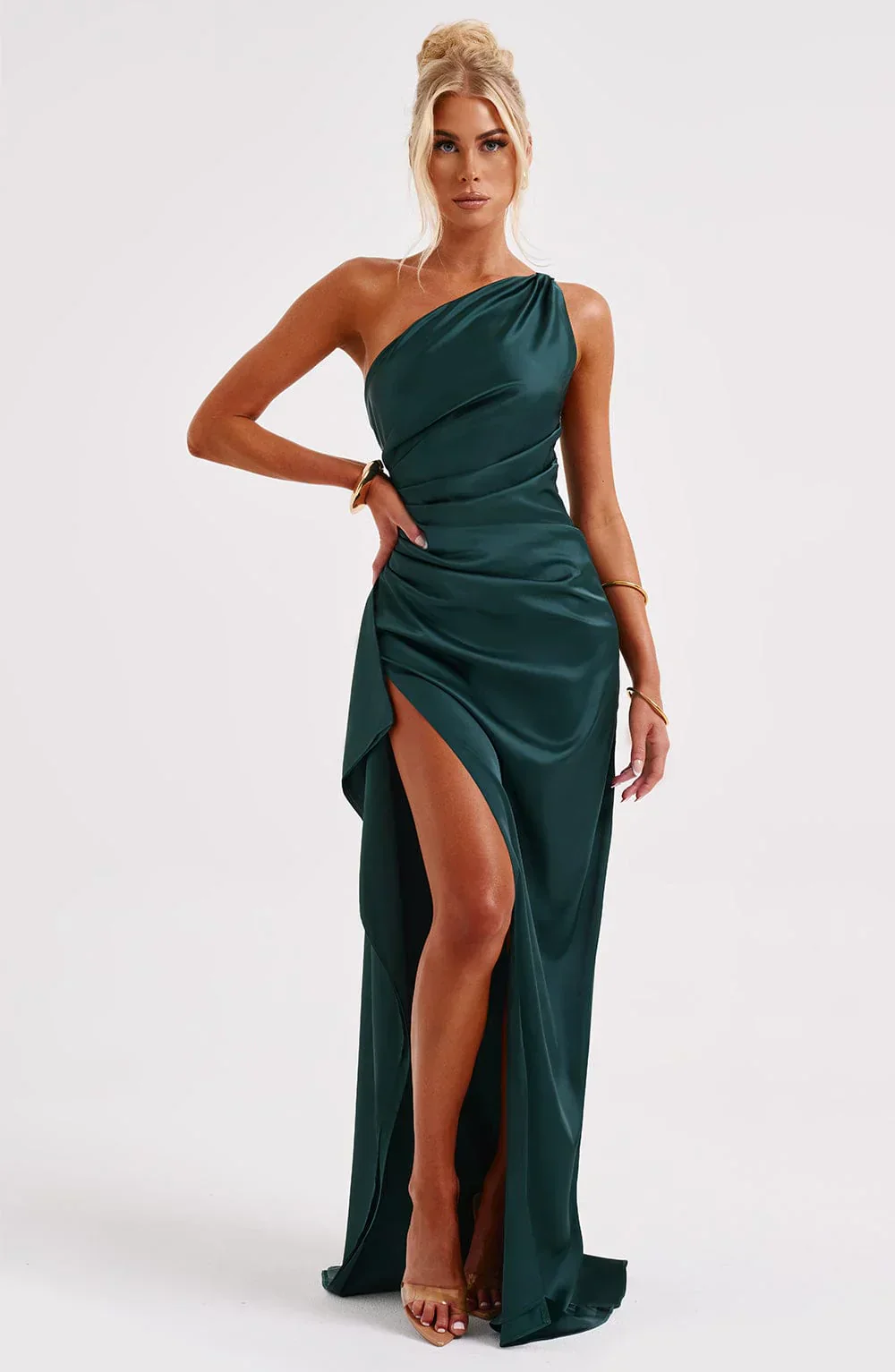 Thalia | Women's One Shoulder Slit Maxi Dress - Image 56
