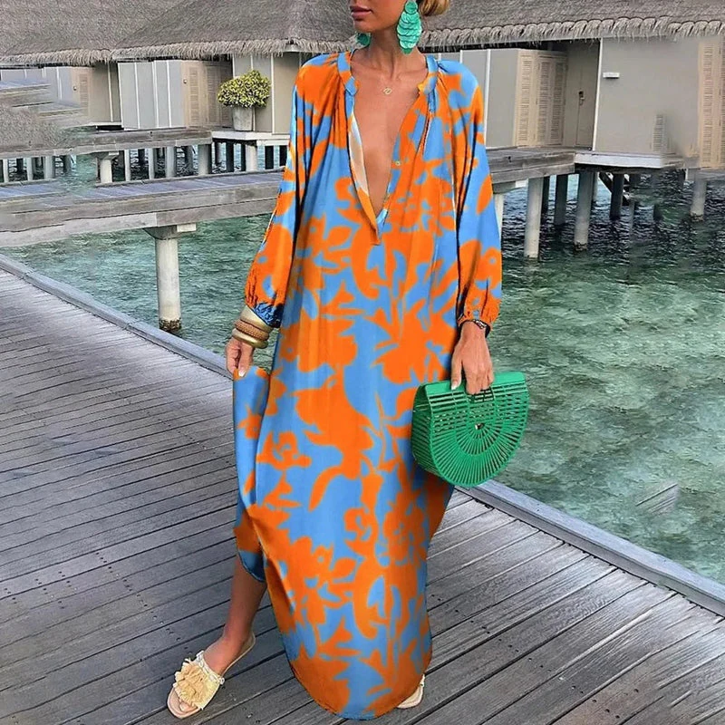 Jana | Vibrant Abstract Maxi Kaftan Dress - Image 2