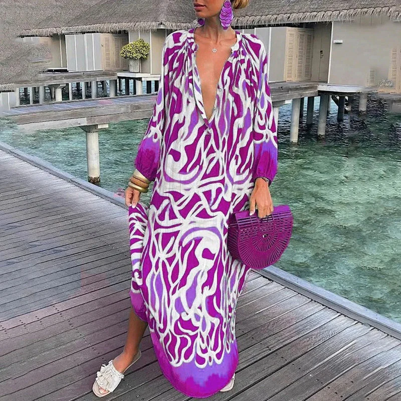 Jana | Vibrant Abstract Maxi Kaftan Dress - Image 3