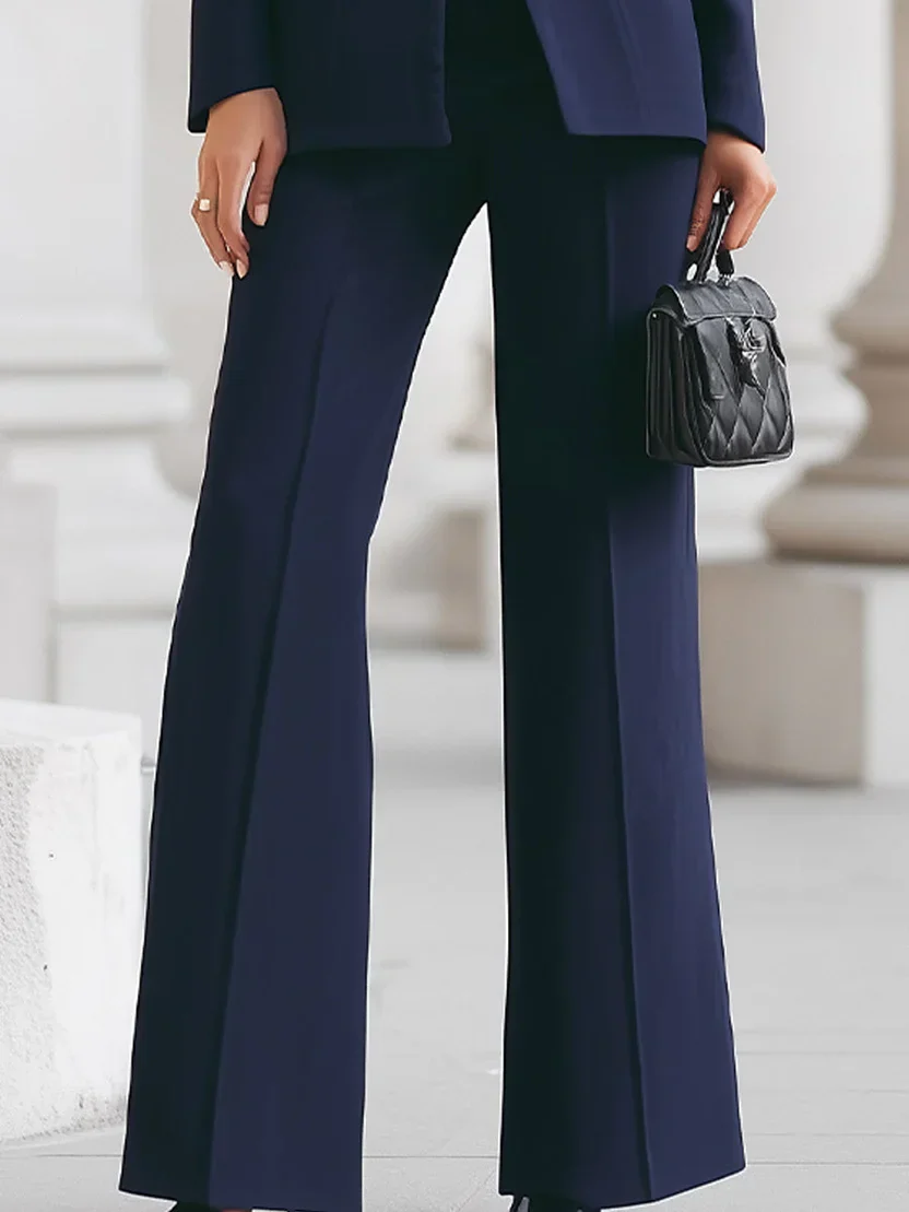 Vivienne | Women's Longline Blazer Flared Trouser Suit Set - Image 8