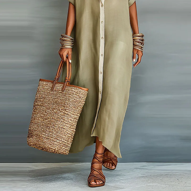 Willa | Women's Button Front Maxi Shirt Dress - Image 4