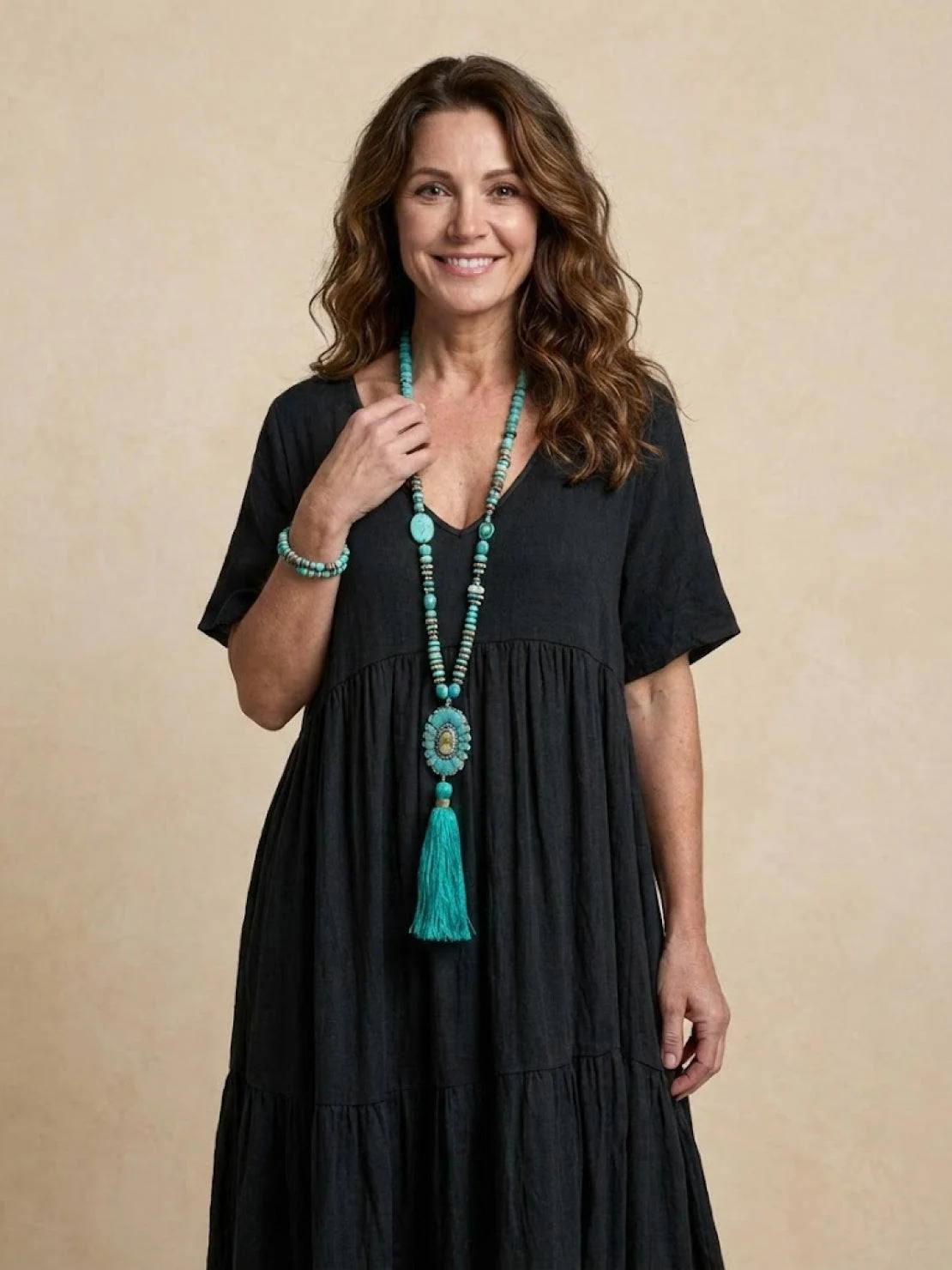 Willow | Women's V-Neck Tiered Maxi Dress Short Sleeve Swing - Image 20