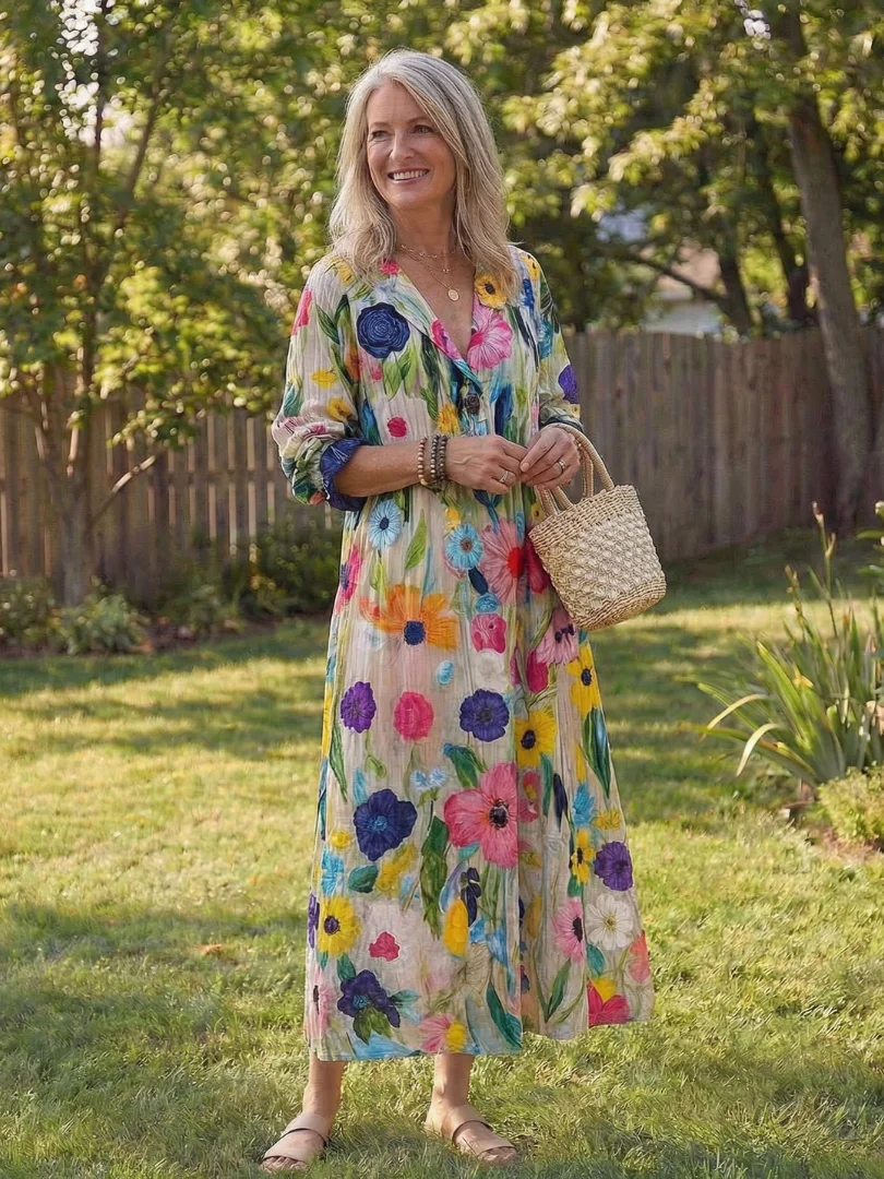 Wisteria | Women's Floral 3/4 Sleeve Maxi Dress - Image 9