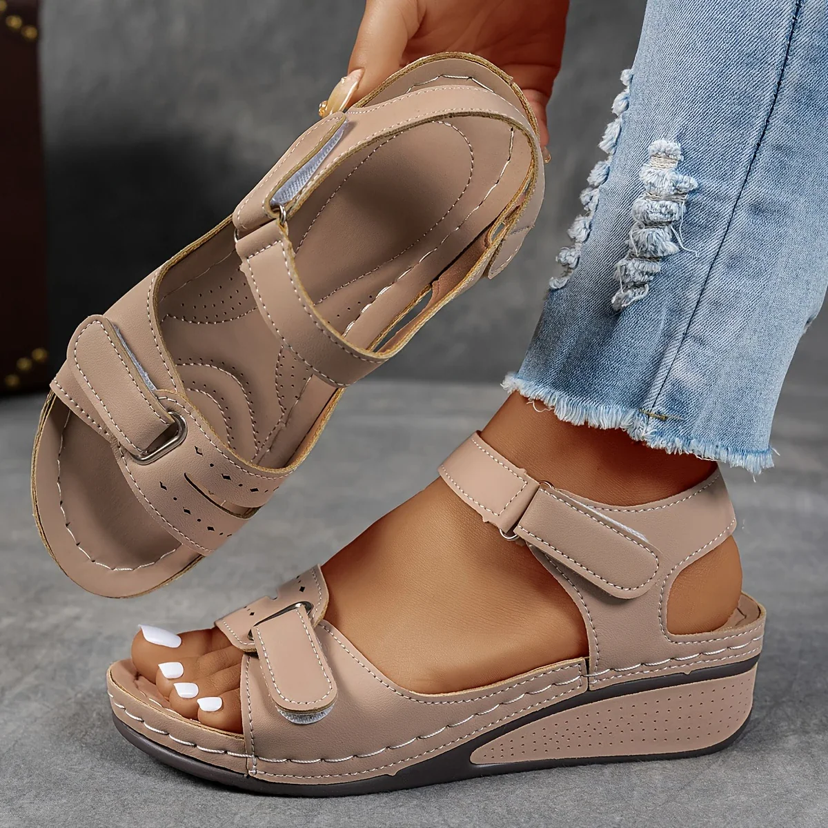 Georgina™ | Wedge Platform Sandals with Adjustable Strap - Image 2