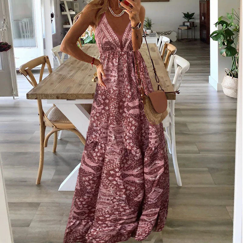 Wren | Boho Spaghetti Strap V-Neck Maxi Dress - Image 5