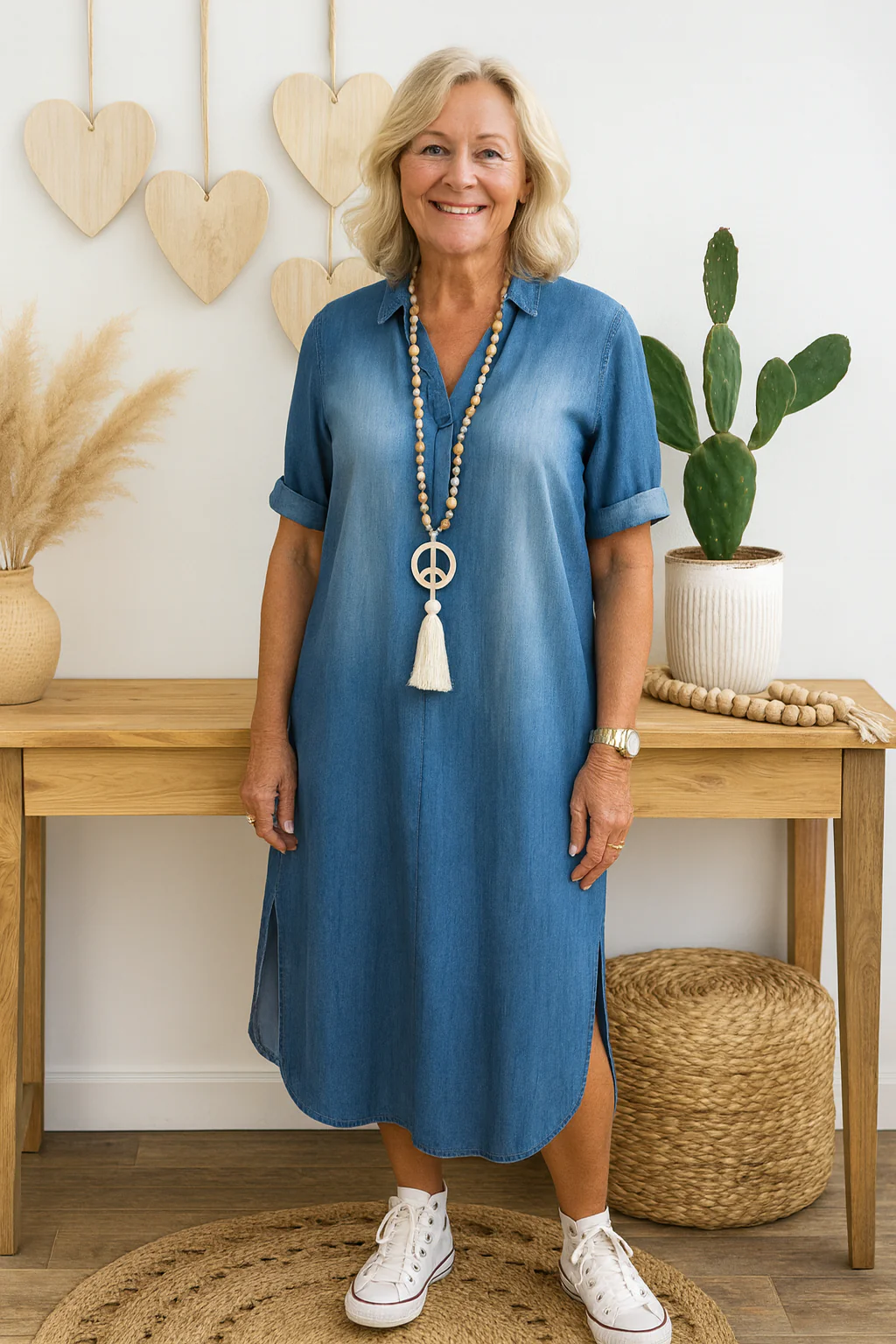 Xavia™ | Denim Dress V-Neck - Image 5