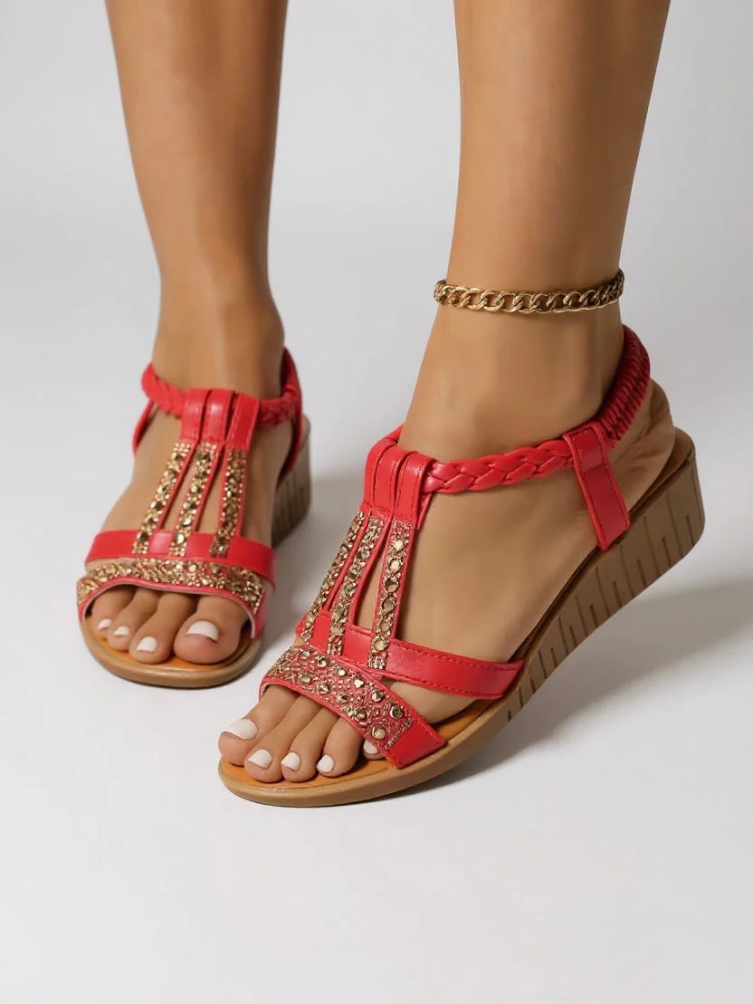 Zara | Embellished Wedge Sandals - Image 3
