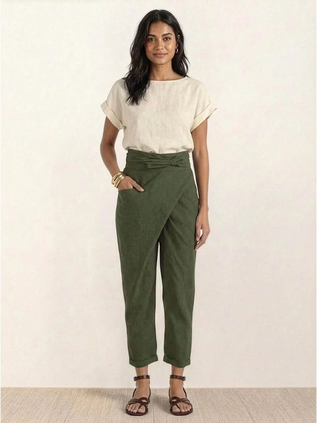Zara | Women's Wrap Front Harem Trousers High Waist Tapered Trousers - Image 13
