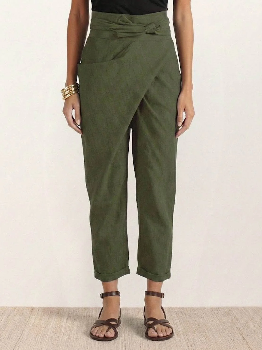 Zara | Women's Wrap Front Harem Trousers High Waist Tapered Trousers - Image 2