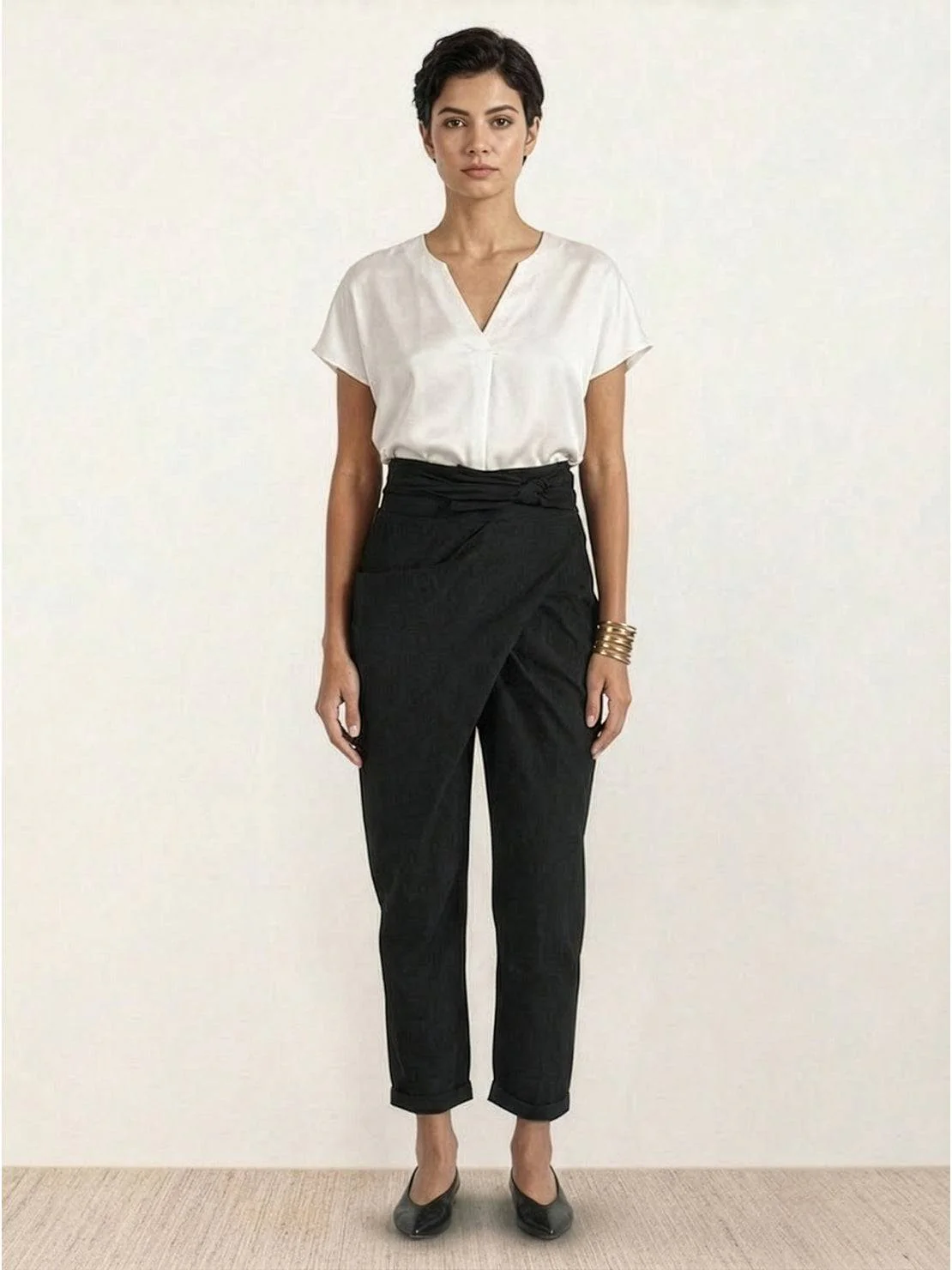 Zara | Women's Wrap Front Harem Trousers High Waist Tapered Trousers - Image 25