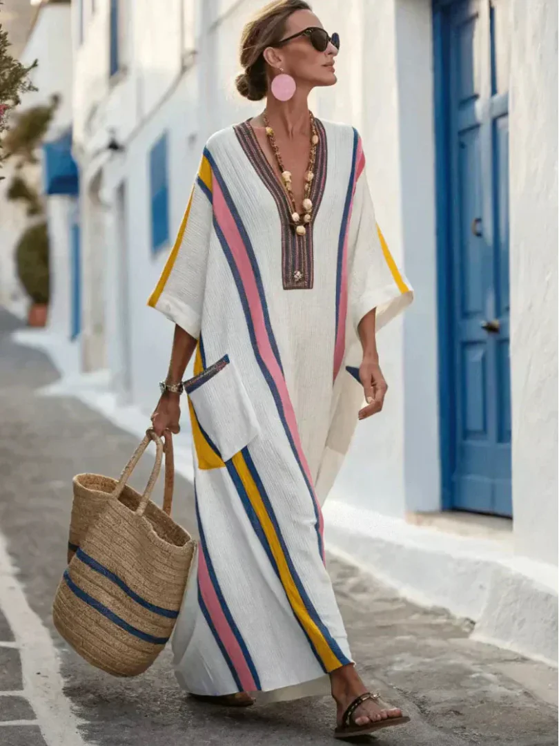 Zinnia | Women's V Neck 3/4 Sleeve Maxi Dress - Image 5