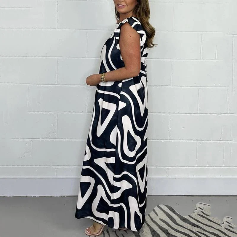 Zola | Women's Abstract Print Sleeveless Maxi Jumpsuit - Image 3